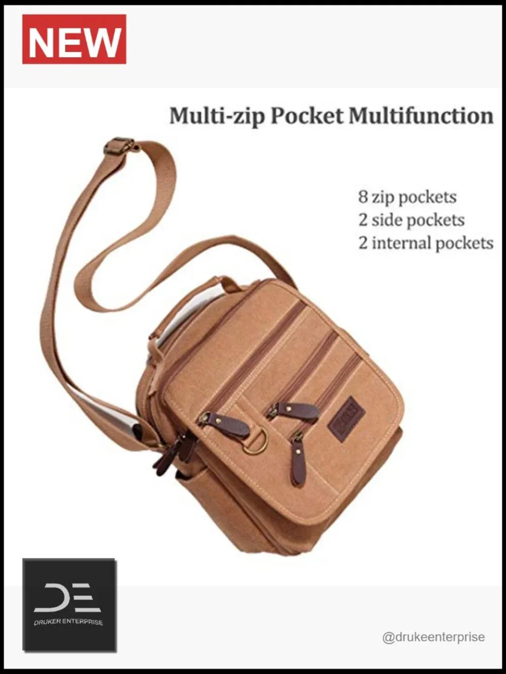 Canvas Shoulder Bag Small Messenger Crossbody Work Bag Multi-function